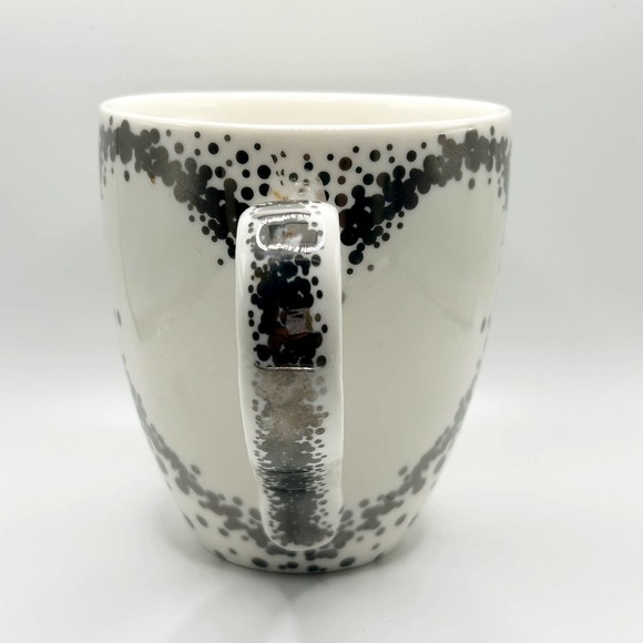Cypress Hill Large Polka Dot White & Silver Heart Coffee/Tea Mug - Picture 3 of 6